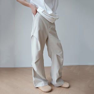 Pleated Paneled Silhouette Straight-leg Trousers