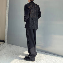 Load image into Gallery viewer, Jacquard Sheer Blazer and Straight Trousers Two-piece Suit
