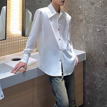 Load image into Gallery viewer, Solid Color Loose Casual Padded Shoulder Shirt
