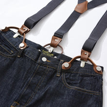 Load image into Gallery viewer, Adjustable Detachable Y Back Leather Suspenders Braces
