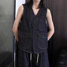 Load image into Gallery viewer, V-neck Retro Denim Vest
