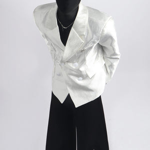 Double-breasted Casual Pleated Blazer