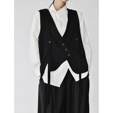 Load image into Gallery viewer, Women's Asymmetrical Diagonal Button Curved Hem Sleeveless Vest
