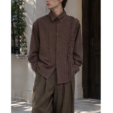 Load image into Gallery viewer, French Retro Striped Ruffled Collar Shirt
