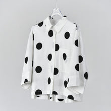 Load image into Gallery viewer, Women's Polka Dot Pleated Retro Collared Short Shirt
