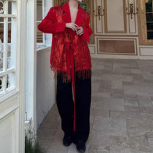 Load image into Gallery viewer, Stage Party Tassel Sequined Blazer
