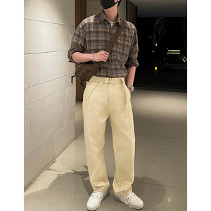 Belt-style Loose Straight-leg Denim Pants
