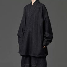 Load image into Gallery viewer, Women's Heavyweight Loose Cross Front Denim Kimono Cardigan Lantern Pants Two-piece Set
