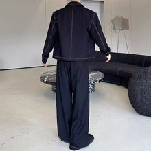 Load image into Gallery viewer, Handmade Gemstone Embellished Lapel Jacket and Wide-Leg Pants Two-Piece Set
