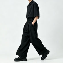 Load image into Gallery viewer, Japanese Drop Shoulder Short Sleeve Draped Loose Wide Leg Trousers Two-piece Set
