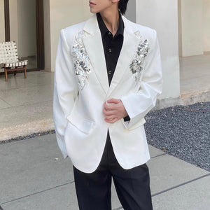 Sequined 3D Embroidered Suit Jacket