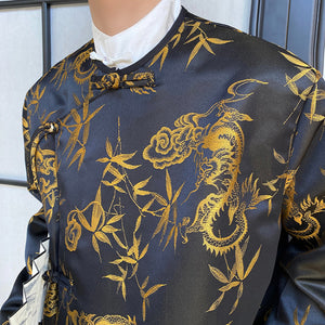 Satin Dragon Pattern Jacquard Tang Suit