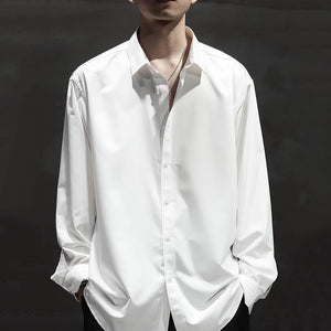 Loose Square Collar Solid Color Large Size Business Shirt
