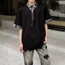 Load image into Gallery viewer, Detachable Leopard-Print Silk Scarf T-shirt
