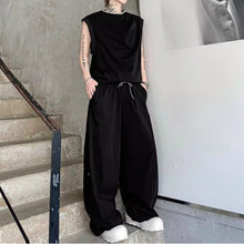 Load image into Gallery viewer, Solid Color Collar Contrasting Vest Casual Wide-leg Trousers Two-piece Suit
