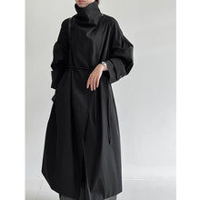 Load image into Gallery viewer, Stand-up Collar Retro Belted Mid-length Loose Coat
