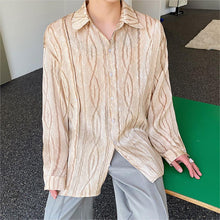Load image into Gallery viewer, Pleated Textured Lapel Long Sleeve Shirt
