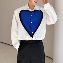 Load image into Gallery viewer, Casual Blue Heart Patchwork Shirt
