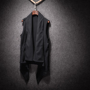 Dark Mid-Length Sleeveless Jacket Cape