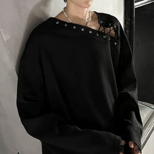 Load image into Gallery viewer, Asymmetrical Shoulder Straps Textured Long-Sleeve T-Shirt

