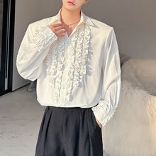 Load image into Gallery viewer, French Loose Lapel Satin Lace Casual Long-sleeved Shirt
