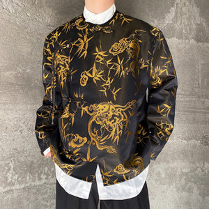 Satin Dragon Pattern Jacquard Tang Suit