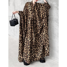 Load image into Gallery viewer, Women's Leopard Print Loose Belted Batwing Sleeve Dress
