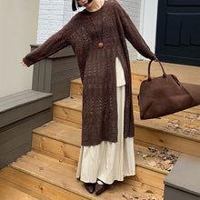Load image into Gallery viewer, V-neck High Slit Hollow Knit Sweater
