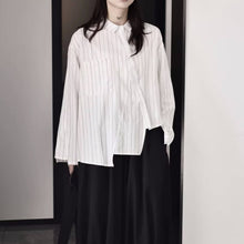 Load image into Gallery viewer, Striped Irregular Long-sleeved Shirt
