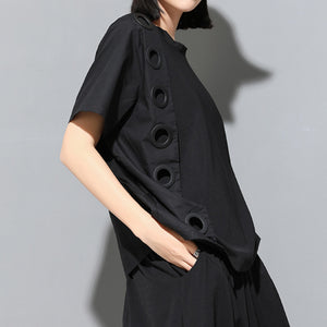Spliced Ring Irregular T-shirt