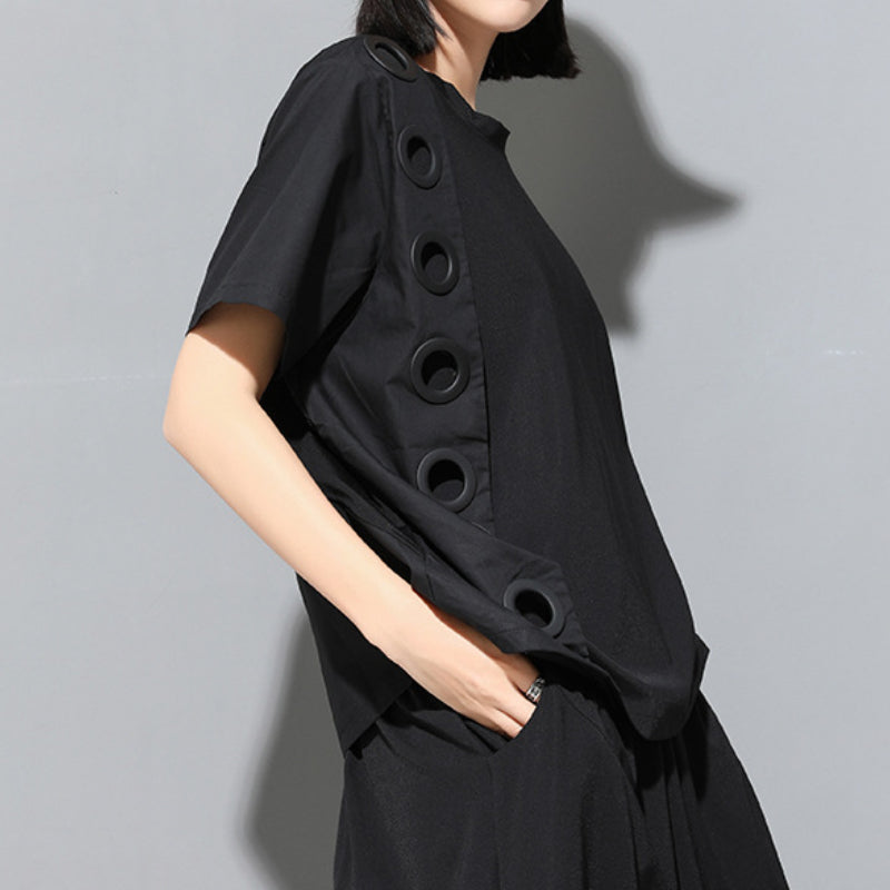 Spliced Ring Irregular T-shirt