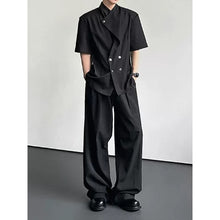 Load image into Gallery viewer, Asymmetrical Shoulder Pad Design Short-Sleeve Shirt
