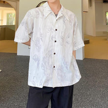 Load image into Gallery viewer, Thin Pleated Printed Cuban Collar Shirt
