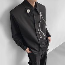 Load image into Gallery viewer, 3D Flower Embroidered Sequined Shoulder Pad Shirt
