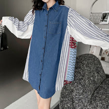 Load image into Gallery viewer, Vintage Patchwork Denim Long-sleeved Shirt
