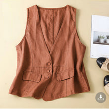 Load image into Gallery viewer, Cotton Linen Vest Sleeveless V-neck Top
