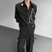Load image into Gallery viewer, 3D Flower Embroidered Sequined Shoulder Pad Shirt
