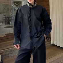 Load image into Gallery viewer, French Diamond Sequin Ruffle Patchwork Shirt
