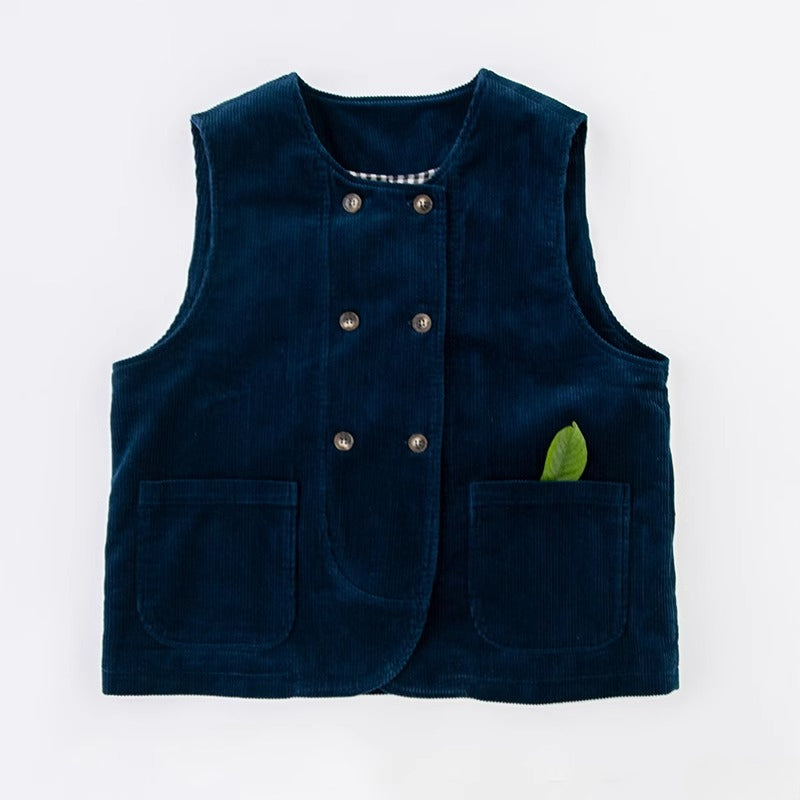 Retro Washed Pure Cotton Corduroy Vest