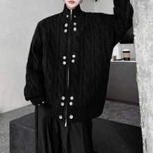 Load image into Gallery viewer, Button Stand Collar Loose Sweater
