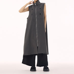 Button Sleeveless Tank Dress