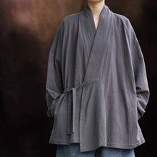 Load image into Gallery viewer, Loose Cotton Cross Front Hanfu Kimono Cardigan
