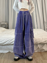 Load image into Gallery viewer, Vintage Corduroy Cargo Wide-leg Pants
