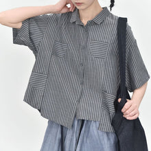 Load image into Gallery viewer, Women's Casual Retro Striped Short-sleeved Shirt
