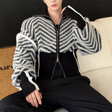 Load image into Gallery viewer, Striped Winter Large Lapel Sweater Jacket
