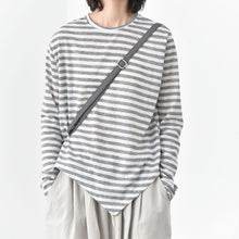 Load image into Gallery viewer, Crew Neck Striped Casual Irregular Hem Shirt
