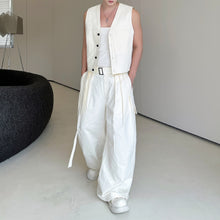 Load image into Gallery viewer, Casual Short Cardigan Vest Wide Leg Trousers Workwear Two-piece Set

