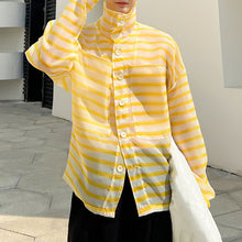 Load image into Gallery viewer, Striped Sheer Long-sleeved Shirt
