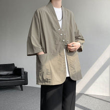 Load image into Gallery viewer, Diagonally Buttoned Loose Cardigan Shirt
