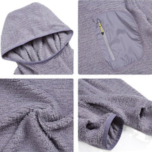 Load image into Gallery viewer, Fluffy Fleece Contrast Zipper Chest Pocket High Neck Hooded Pullover
